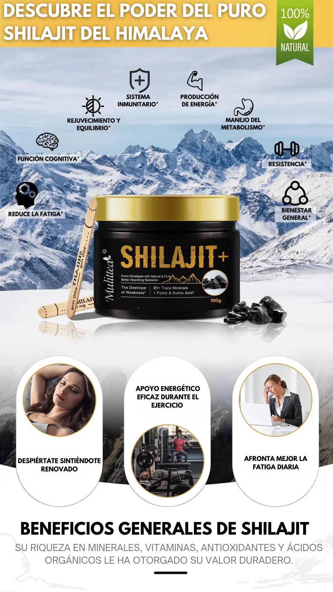 SHILAJIT ORIGINAL 100% PURO E IMPORTADO (100g) – La Energía Vital del Himalaya 🍆🧠💪